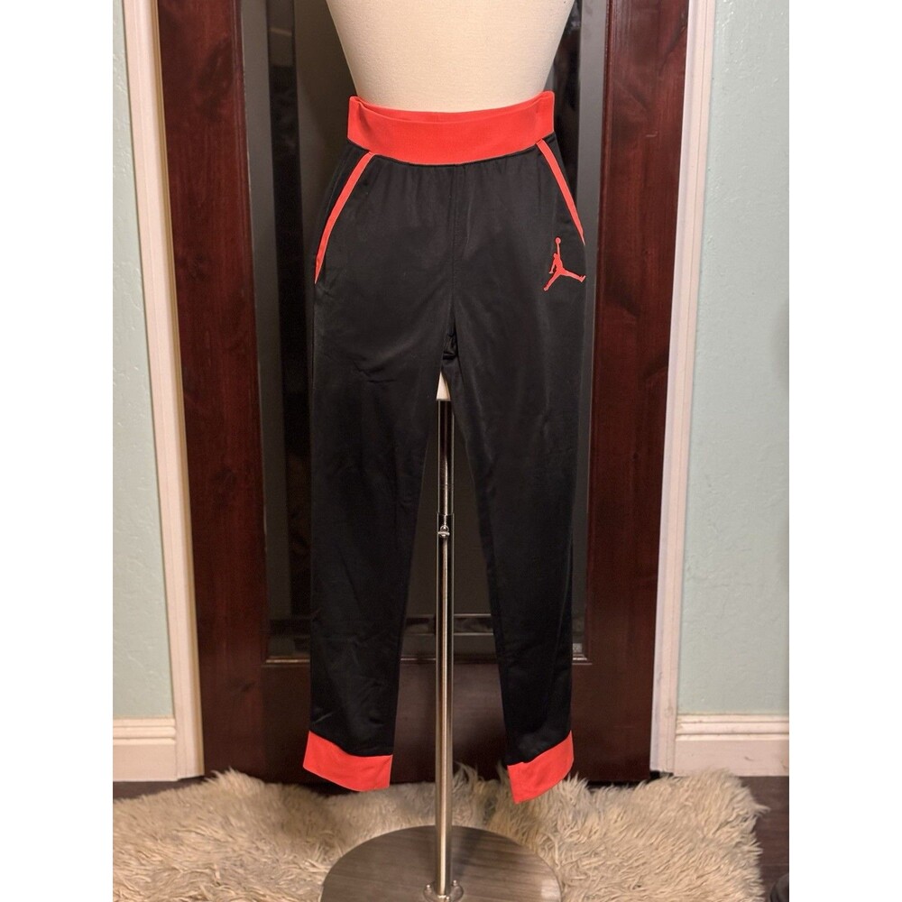 Boys Jordan Black With Fluorescent Orange Jumpman Logo Joggers Size Large 12-13